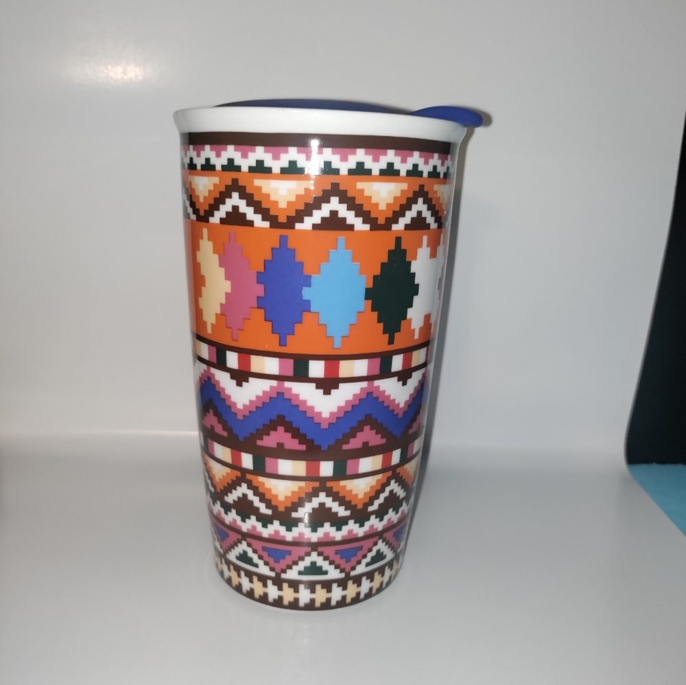 Aztec Print Ceramic Travel Mug
